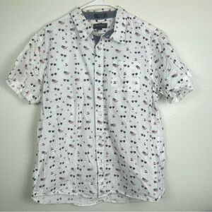 Eighty eight Platinum Patriotic Print Short Sleeve Button Up Shirt